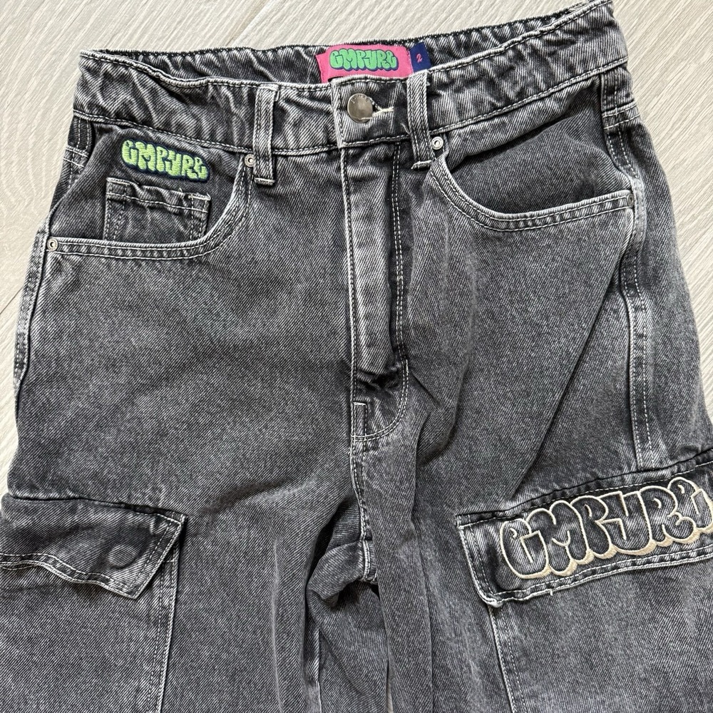 Empyre Tori Charcoal Wash Zip Off Cargo Skate Jeans Size 2 - Picture 2 of 9